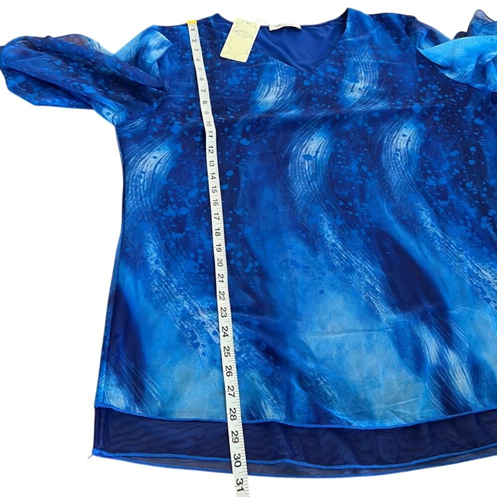 Sese Code Shades of Blue Print Knit Tunic Top Woman's Size 3XL Flowy NWT - Picture 8 of 10